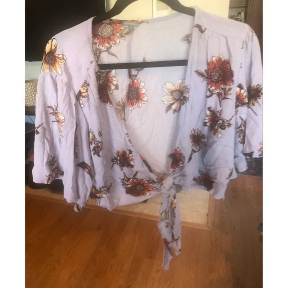 NWT XL CHARLOTTE RUSSE‎ Purple floral Beach Cover up wrap tie top